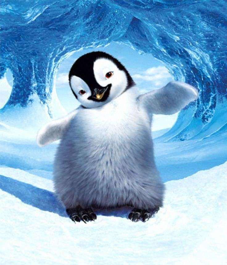 Winterbild mit einem Pinguin Online-Puzzle