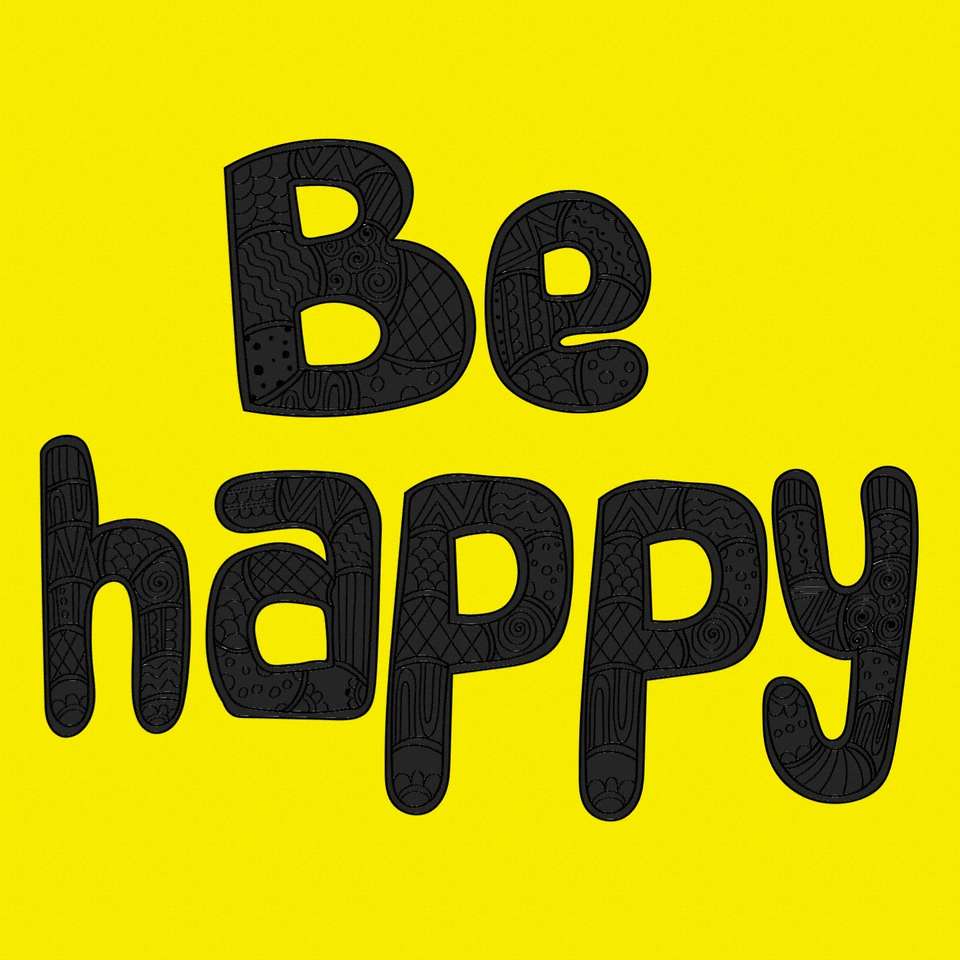 Картинка с надписью - будь счастлива онлайн-пазл