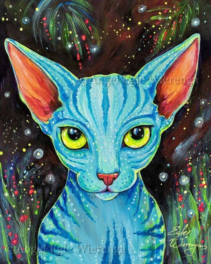 Картинка з блакитним котом онлайн пазл