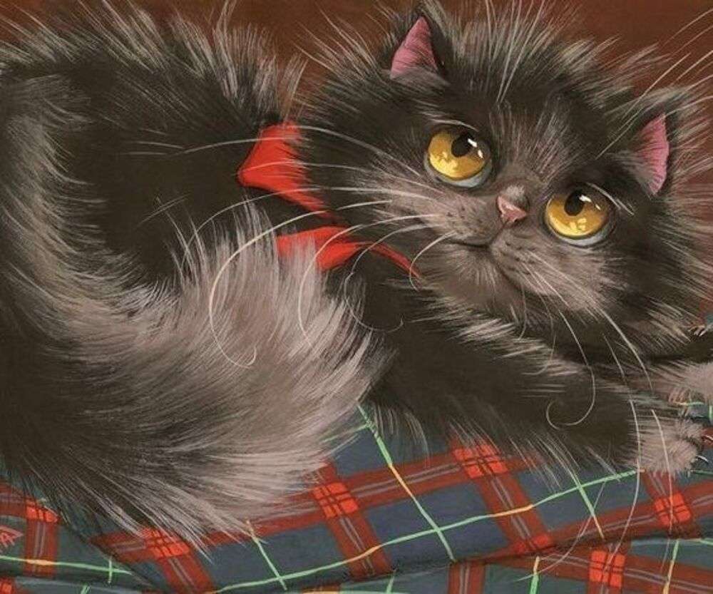 kitten on plaid blanket online puzzle