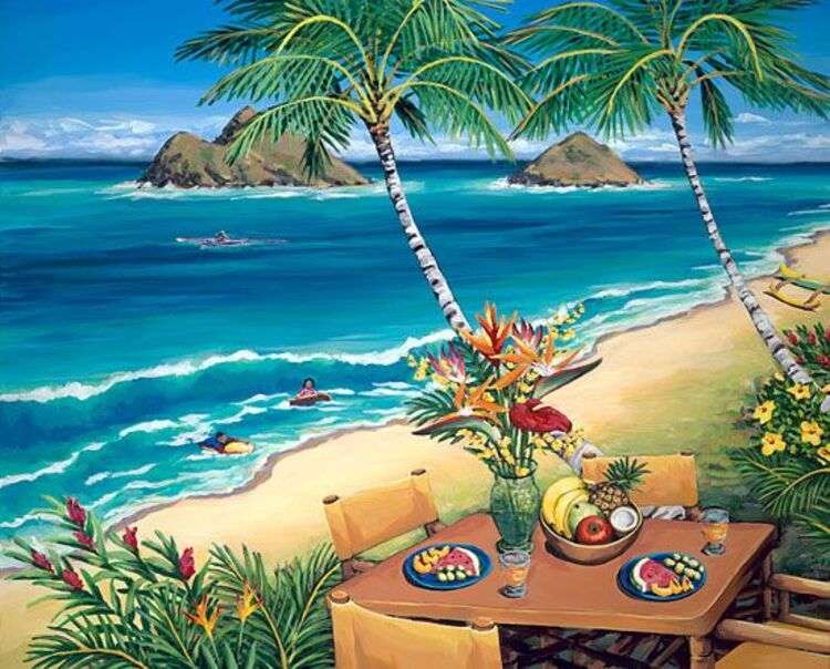Exótica playa en Hawaii - Arte #2 rompecabezas en línea
