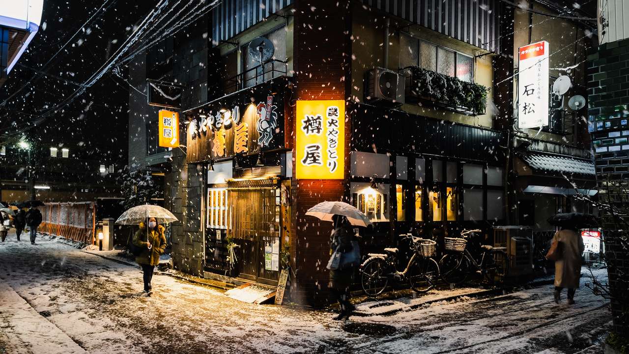 Snöfall i Kyoto pussel på nätet