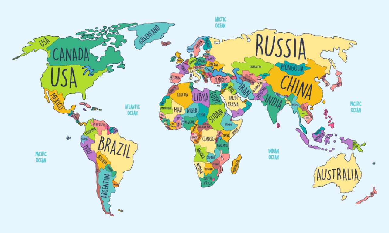География, карта на света онлайн пъзел