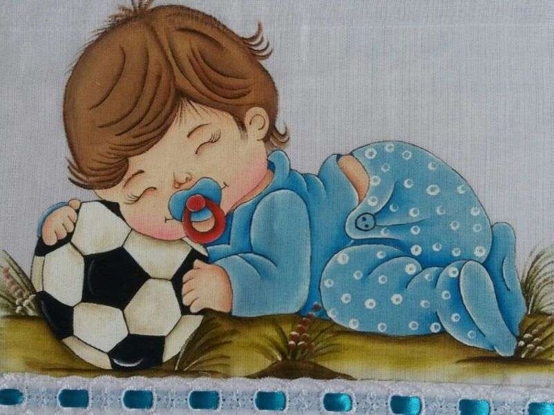 Bambino con lecca-lecca ben addormentato puzzle online