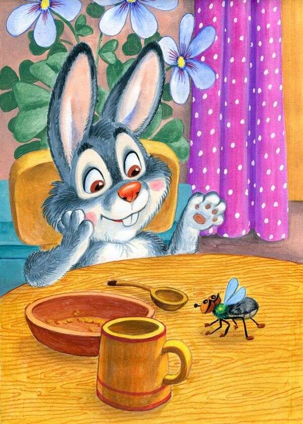 Bunny zâmbește când vede o muscă puzzle online