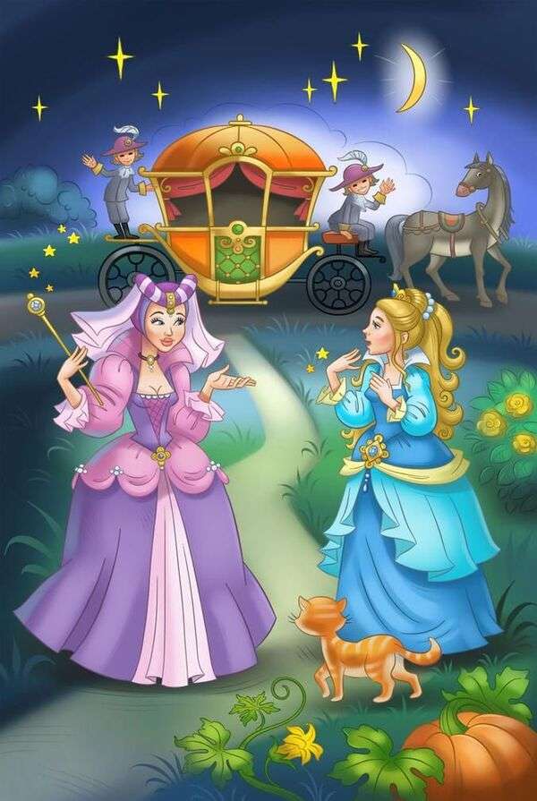 Οι πριγκίπισσες μιλούν στον κήπο κάτω από το φεγγάρι παζλ online