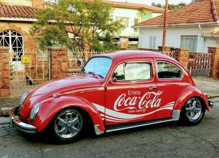 Camion de epocă Coca Cola VW Beetle 1968 puzzle online
