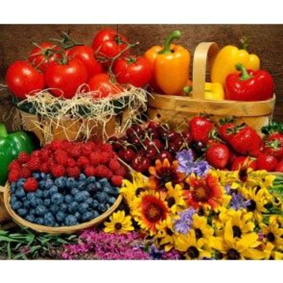 фрукты и цветы онлайн-пазл