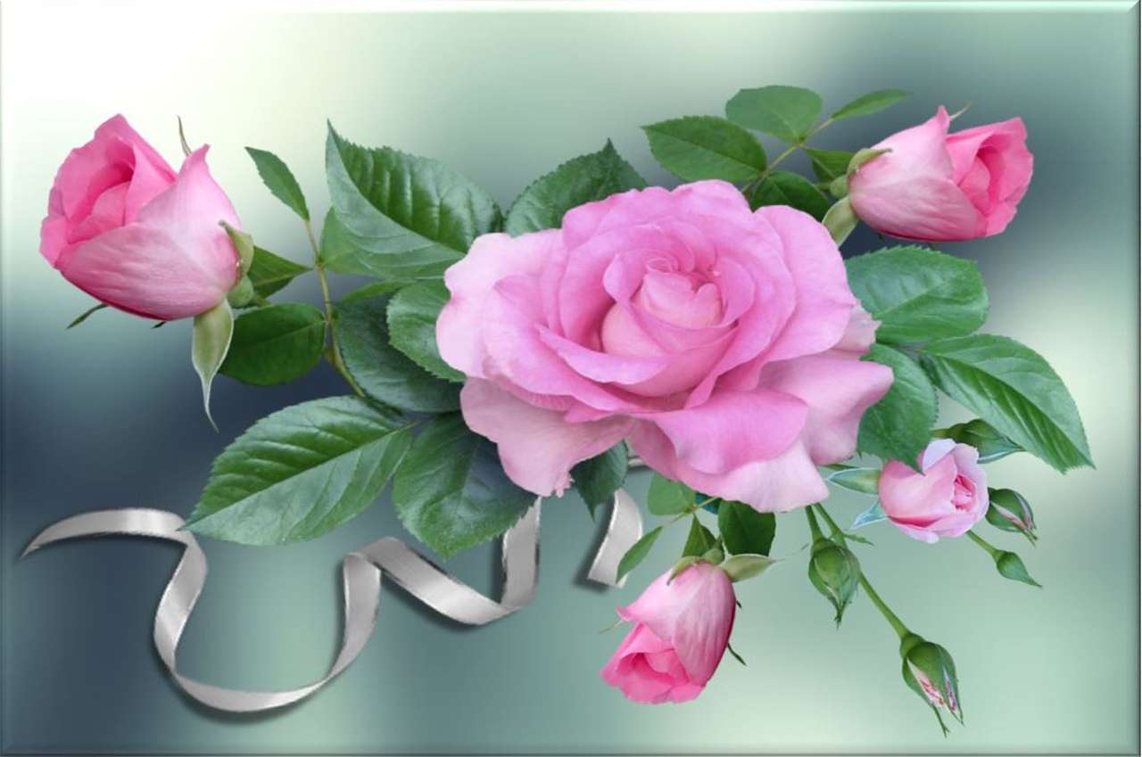 розовые розы пазл онлайн