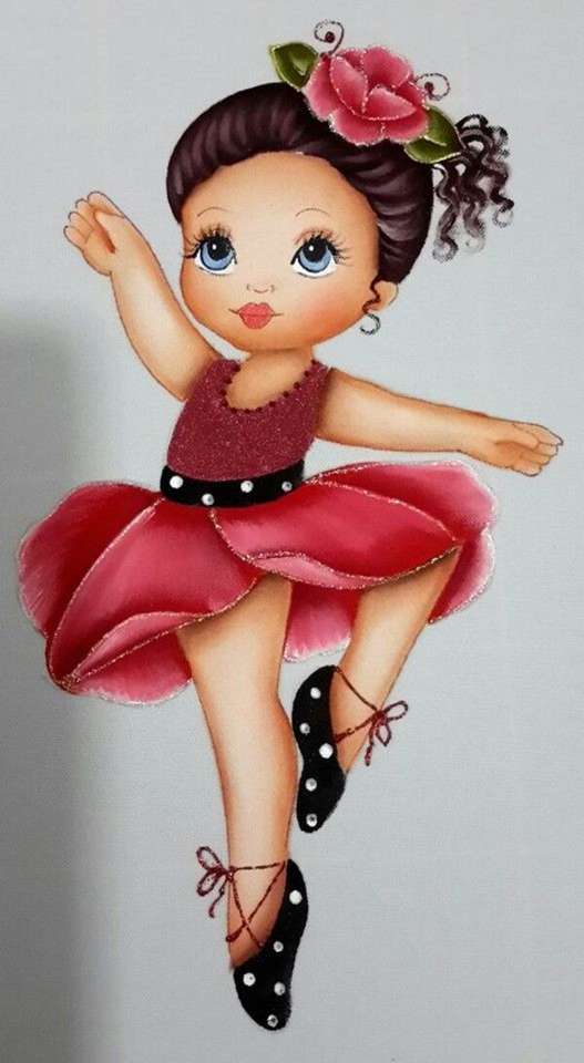 Papusa balerina in rochie rosie si fundita jigsaw puzzle online