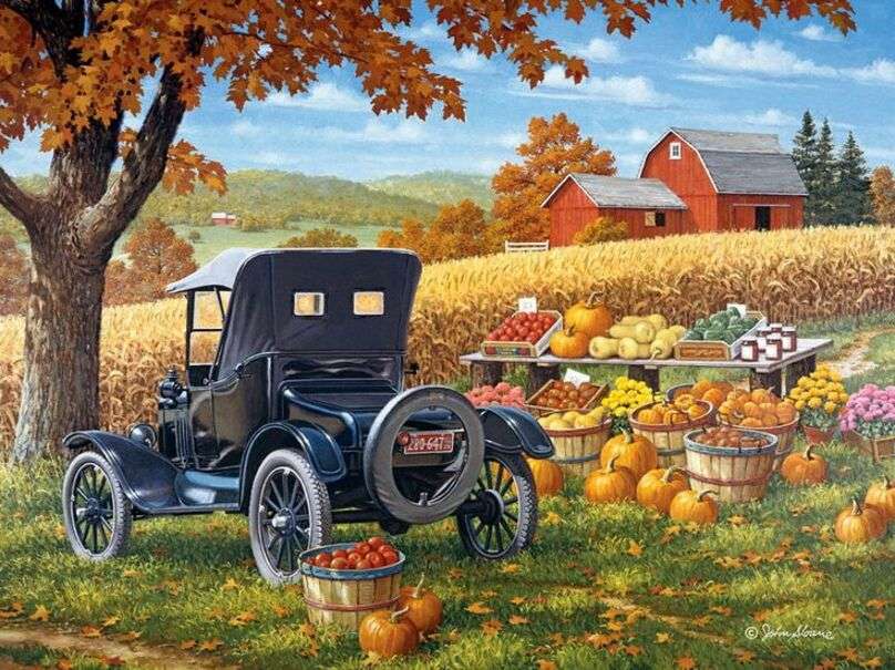 Selling fruit and flowers on a farm jigsaw puzzle online