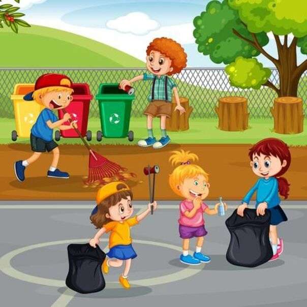 Малки деца доброволно чистят онлайн пъзел
