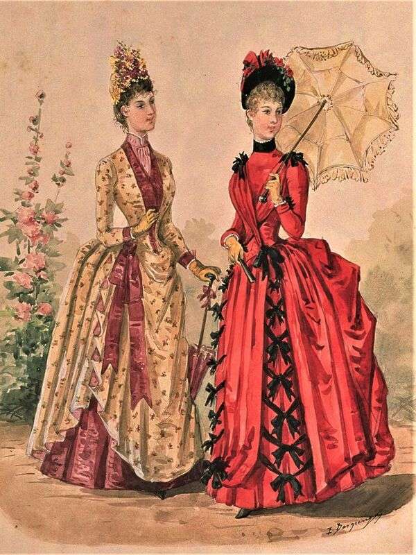 Много елегантни дами във викториански костюм #5 онлайн пъзел