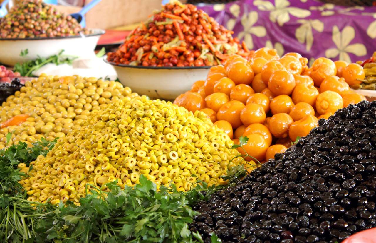 Matmarknad i Agadir, Marocko Pussel online