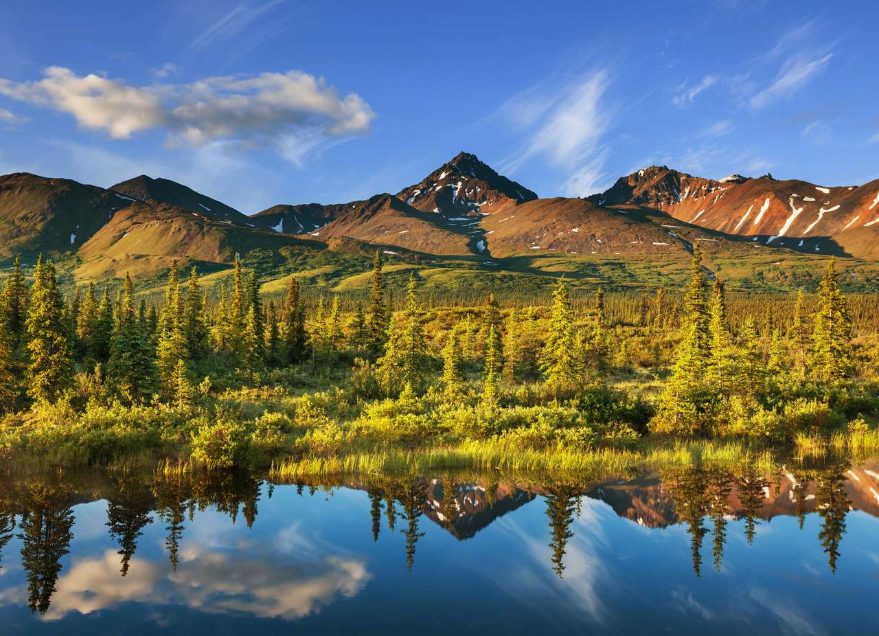 Lac de sérénité dans la toundra de l'Alaska puzzle en ligne