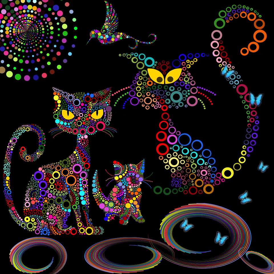pisici strălucitoare puzzle online