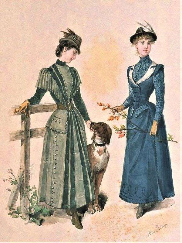 Nagyon elegáns hölgyek 1890-es ruhával online puzzle