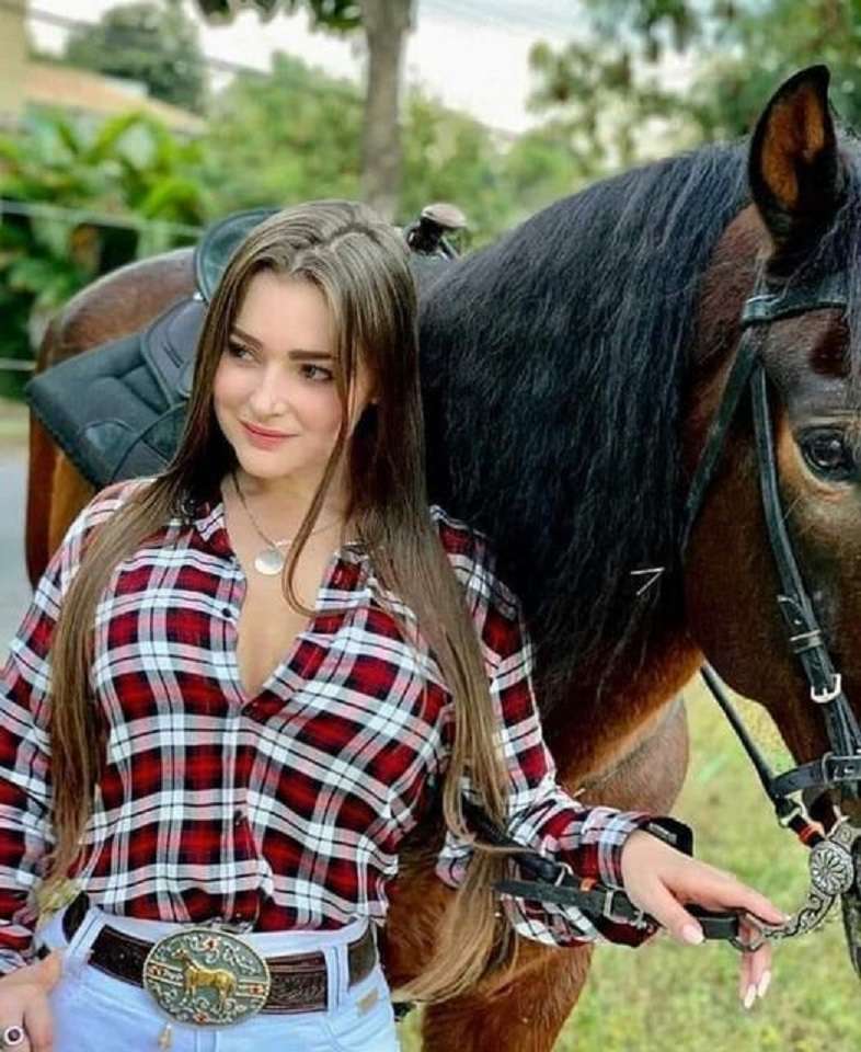 vacker flicka med häst pussel på nätet