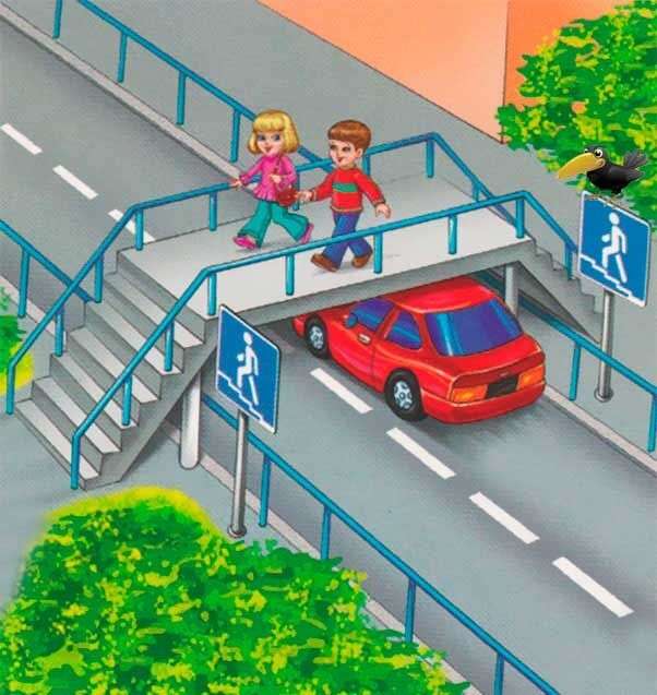Kleine kinderen die de voetgangersbrug gebruiken legpuzzel online