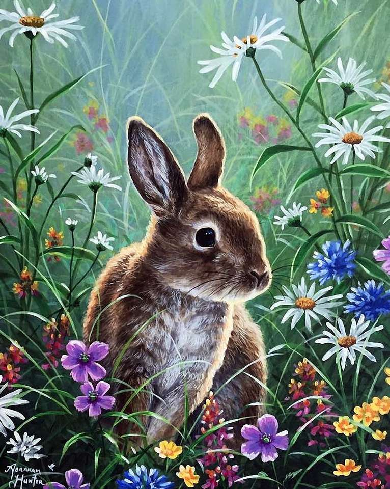花の中のウサギ オンラインパズル