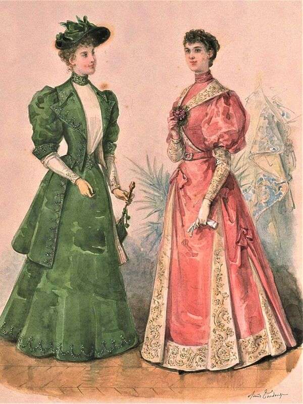 Элегантные дамы в костюмах 1894 года пазл онлайн