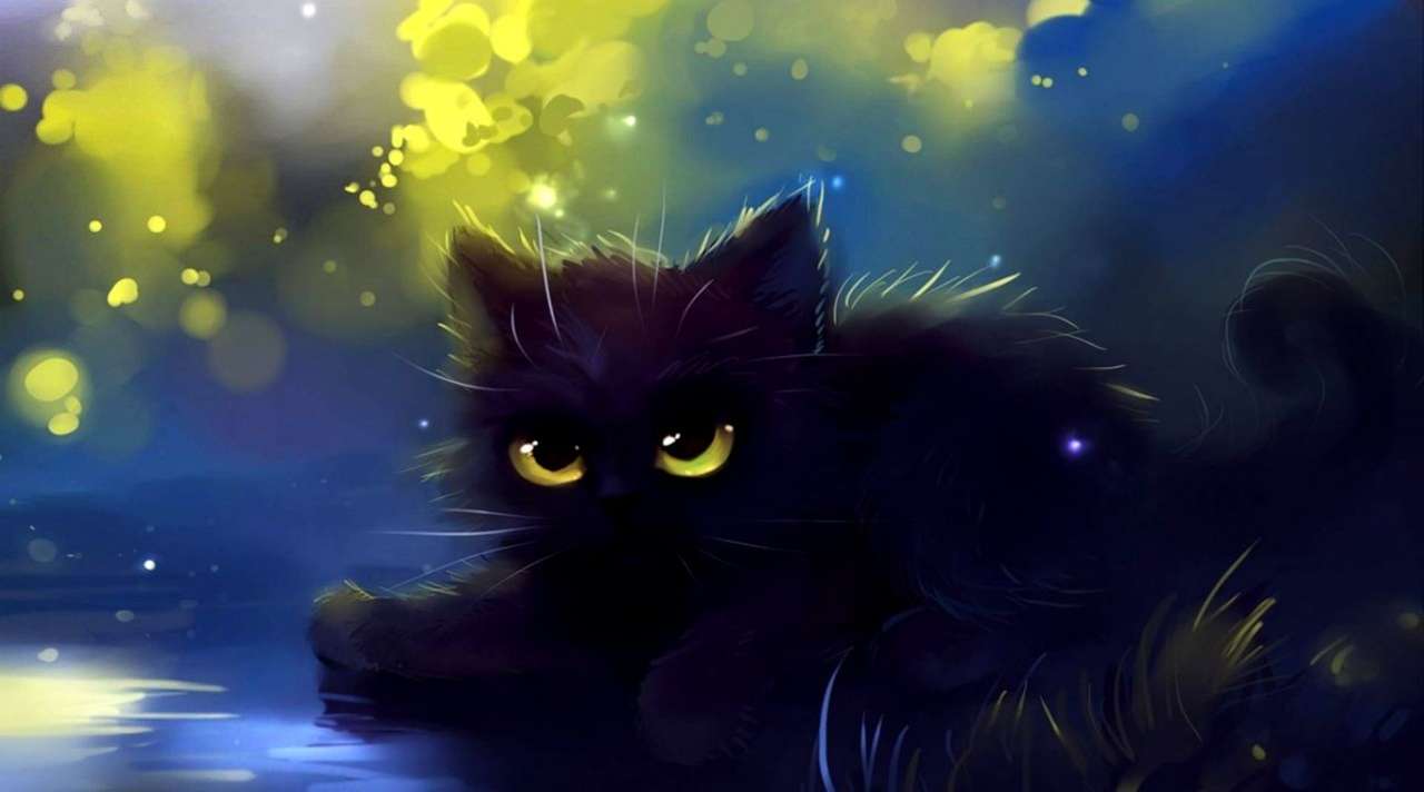 кіт вночі онлайн пазл
