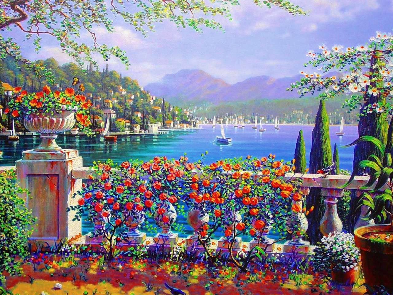 Um terraço em Bellagio, Lago de Como puzzle online