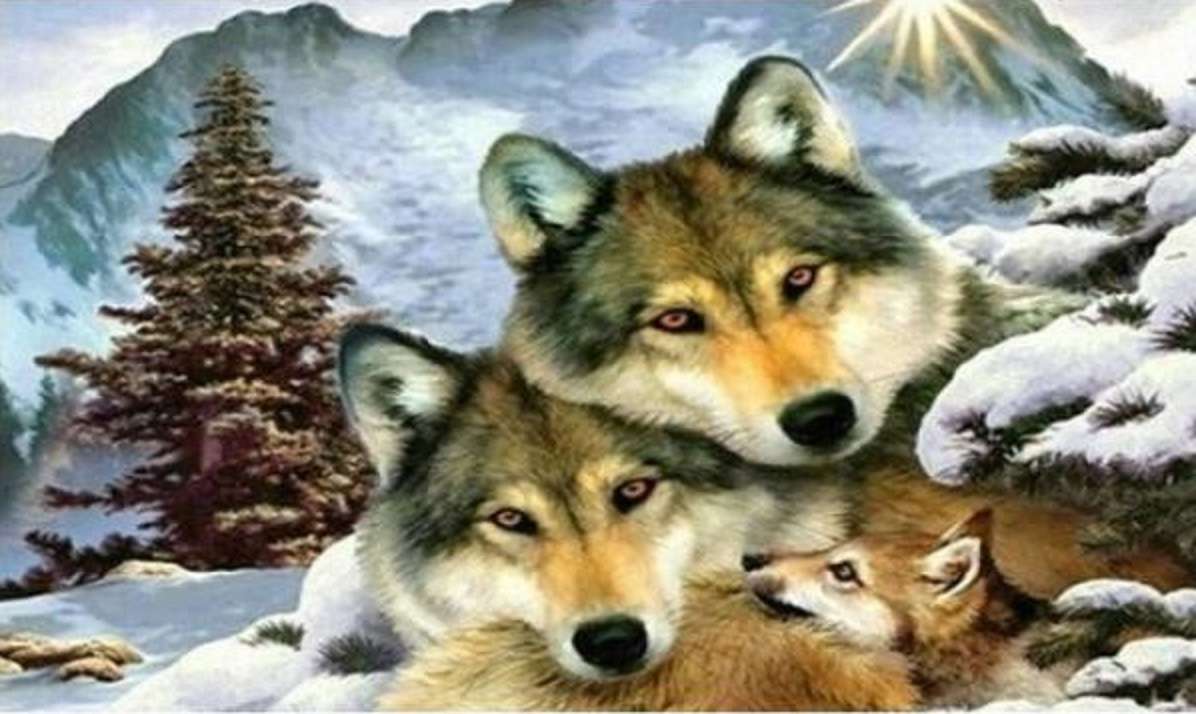 родина вовків пазл онлайн