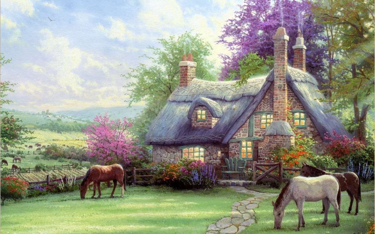 Paarden in de tuin online puzzel