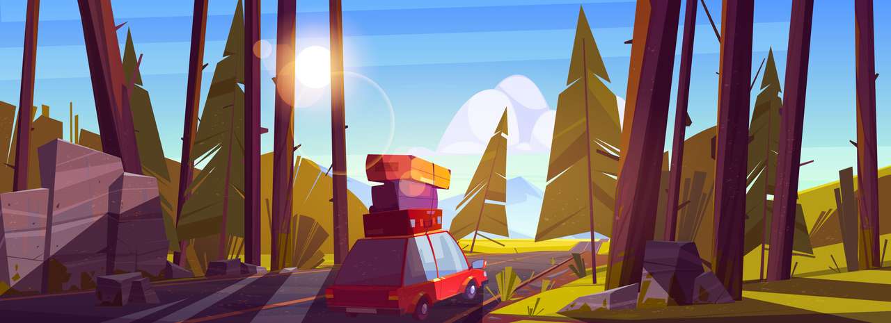 Road trip by car at summer vacation online puzzle