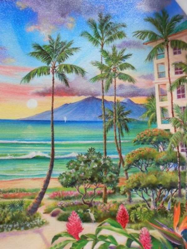 Хотел с градини в Хавай - Изкуство №3 онлайн пъзел