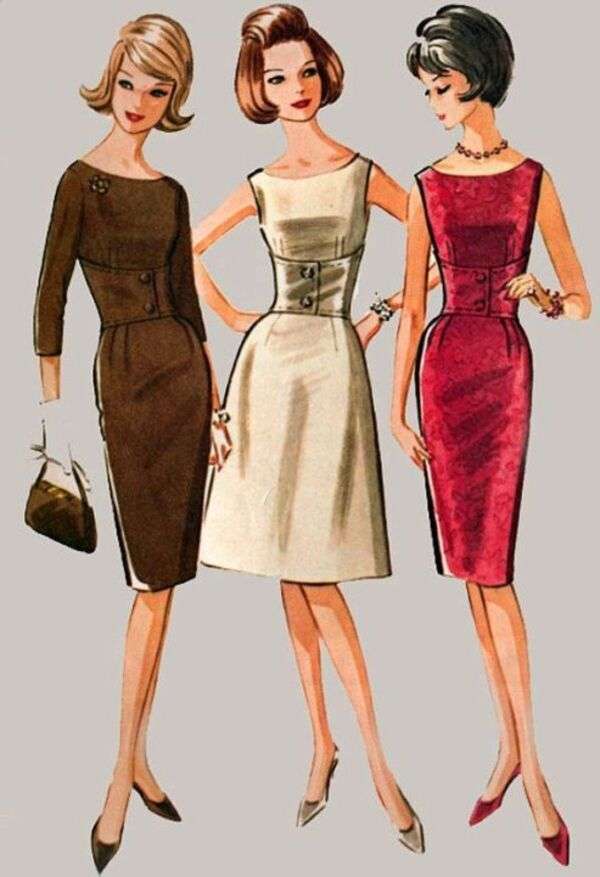 Elegáns hölgyek az 1960-as év divatjával online puzzle