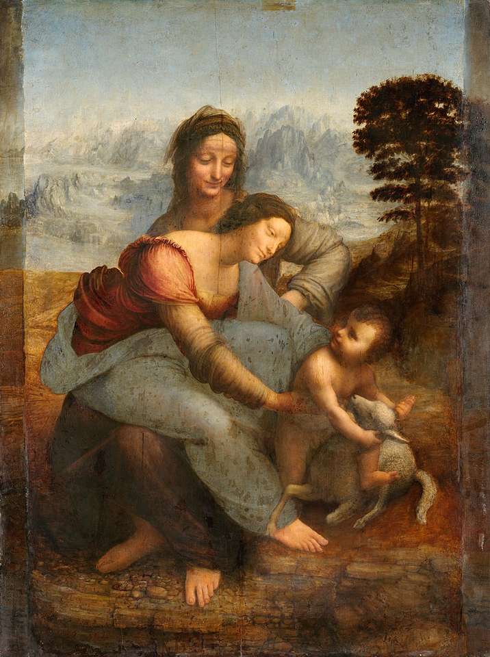 Богородиця з немовлям і св. Анна онлайн пазл