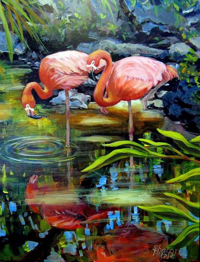 Flamingók a tükörképben online puzzle