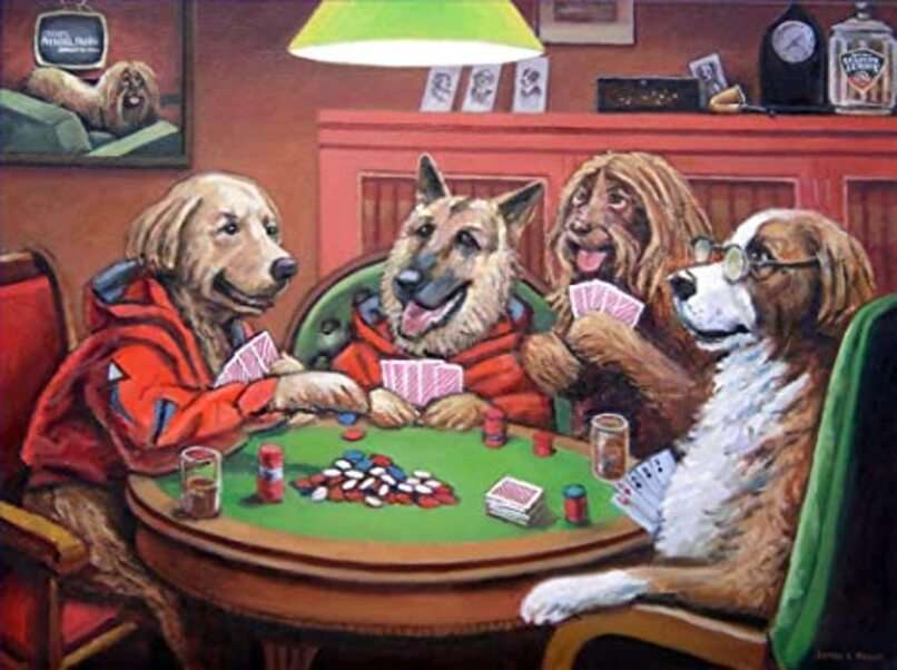 Chiots jouant au poker puzzle en ligne