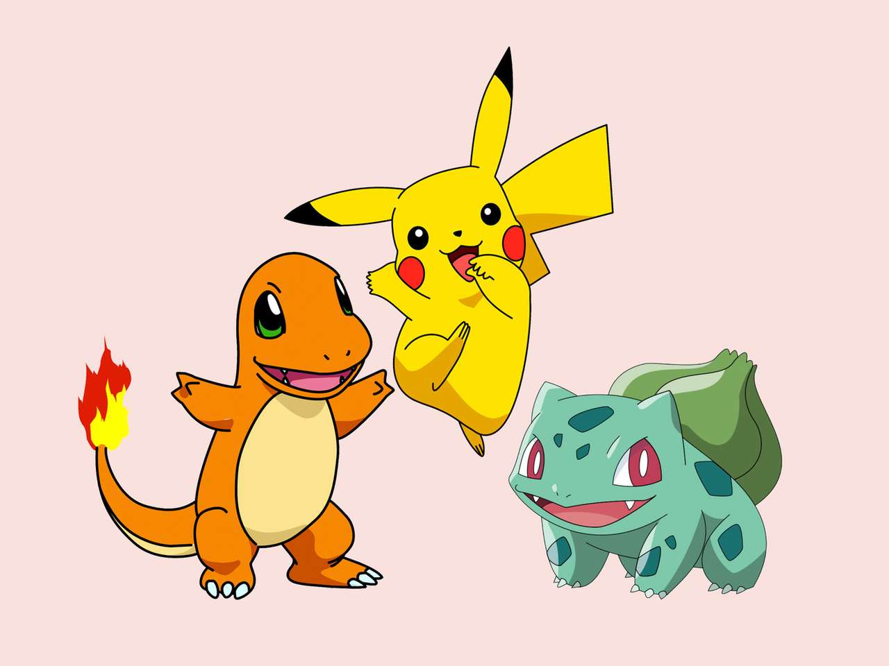 rompecabezas de pokemon pikachu charizard y bulbasaur rompecabezas en línea