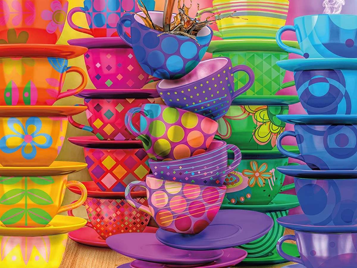 színes csészéket kirakós online