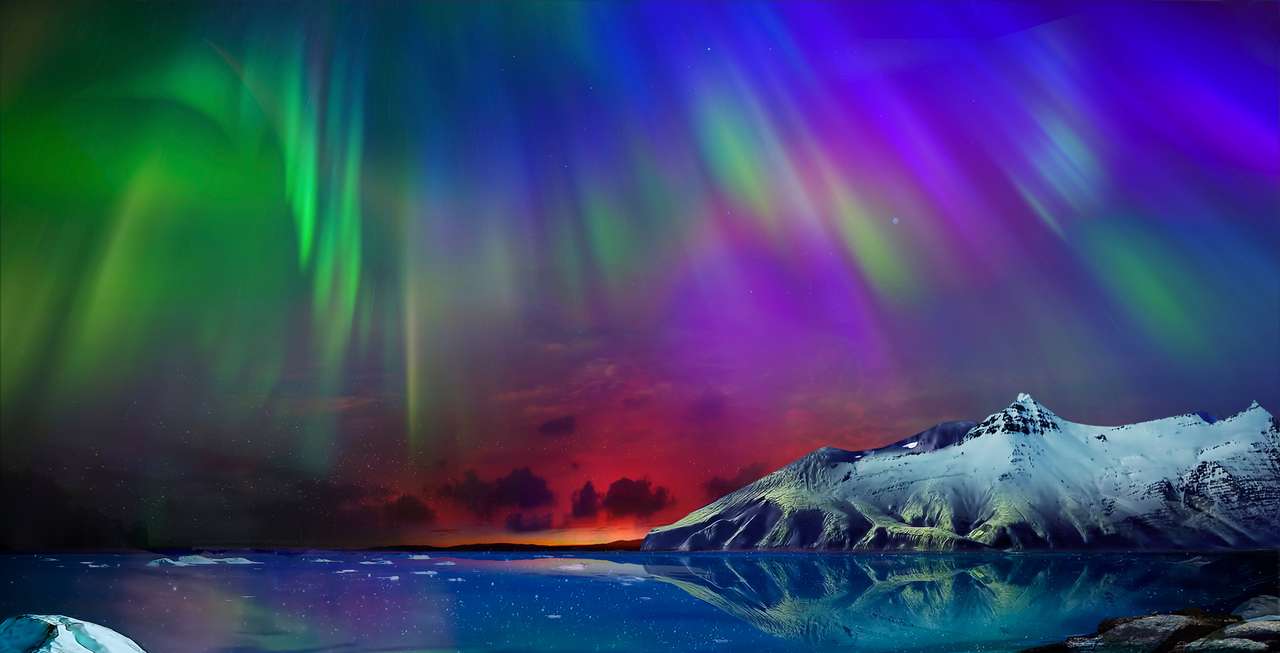 Aurora boreale notturna puzzle online