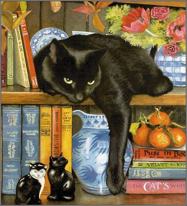 Gatto nero sullo scaffale puzzle online