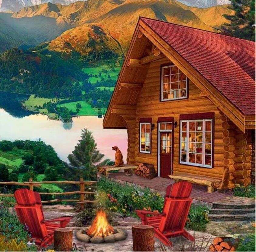 Schöne Hütte in den Bergen Online-Puzzle
