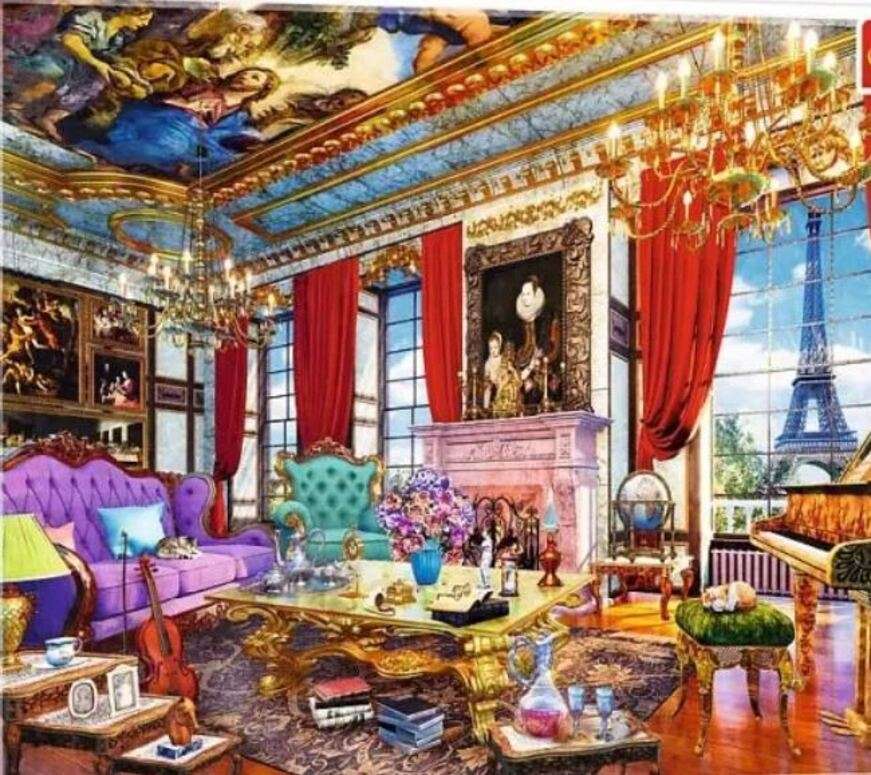 Interior luxuoso de um palácio parisiense quebra-cabeças online