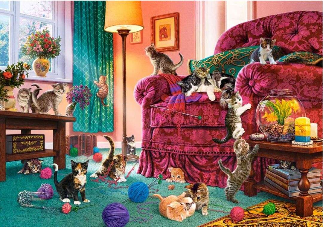 Gatti e gattini hanno una giornata campale puzzle online