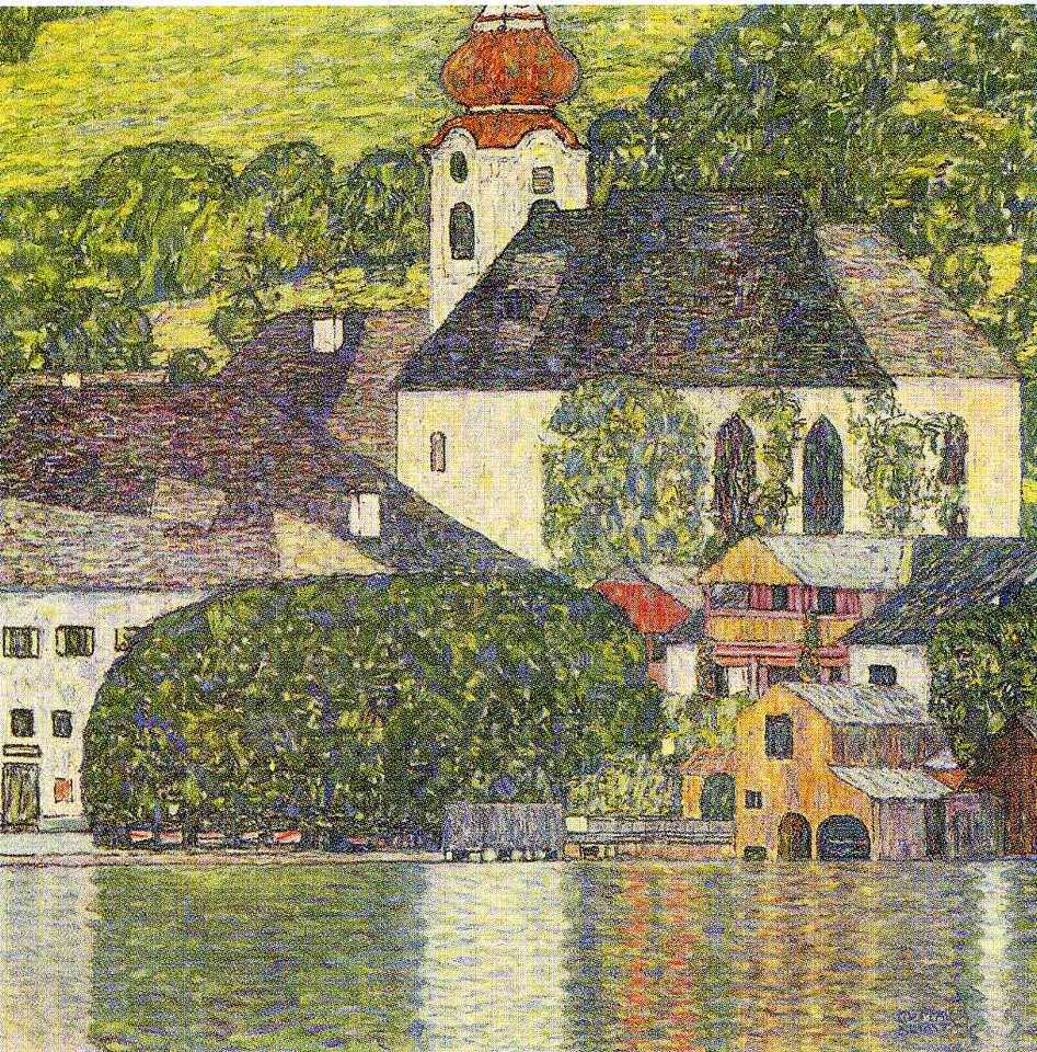 Klimt 1 village on the lake online puzzle