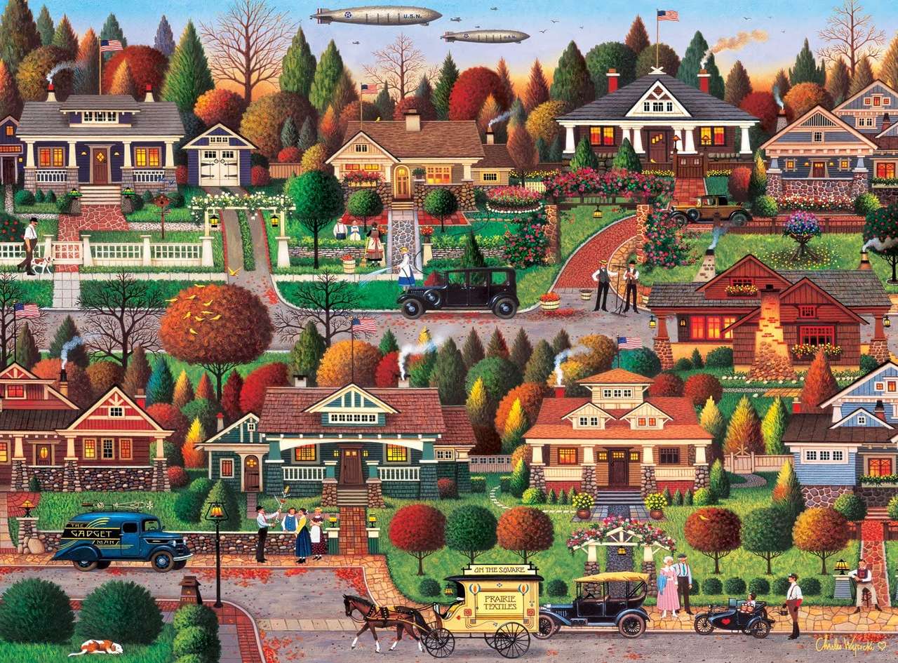 Tag der Arbeit in Bungalowville von Charles Wysocki Puzzlespiel online