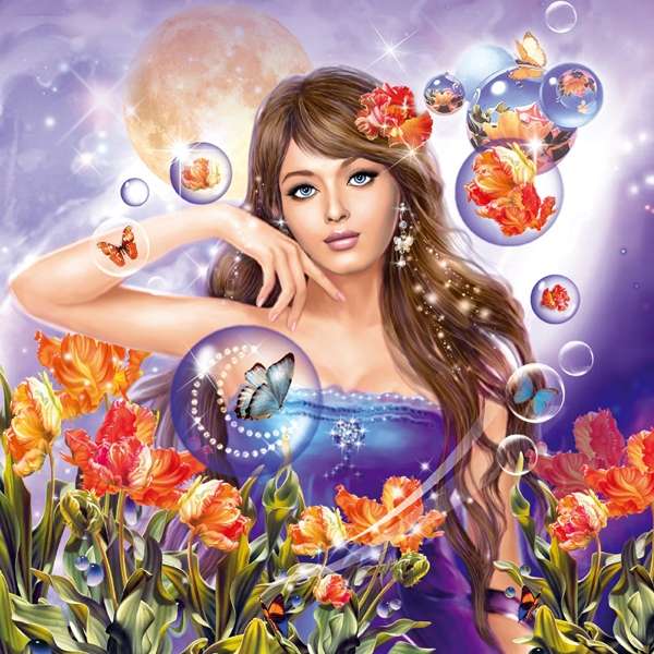 woman with butterfly bubbles online puzzle