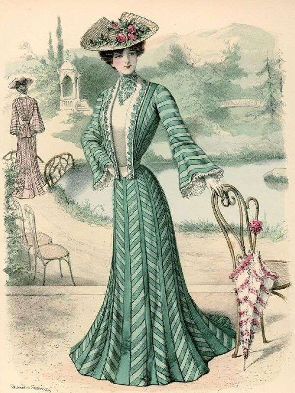 Very elegant lady with fashion year 1902 jigsaw puzzle online