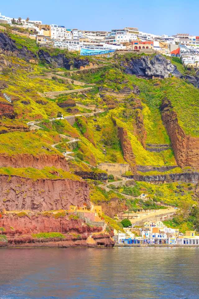 Thira, vista panorámica de Grecia en la isla de Santorini rompecabezas en línea