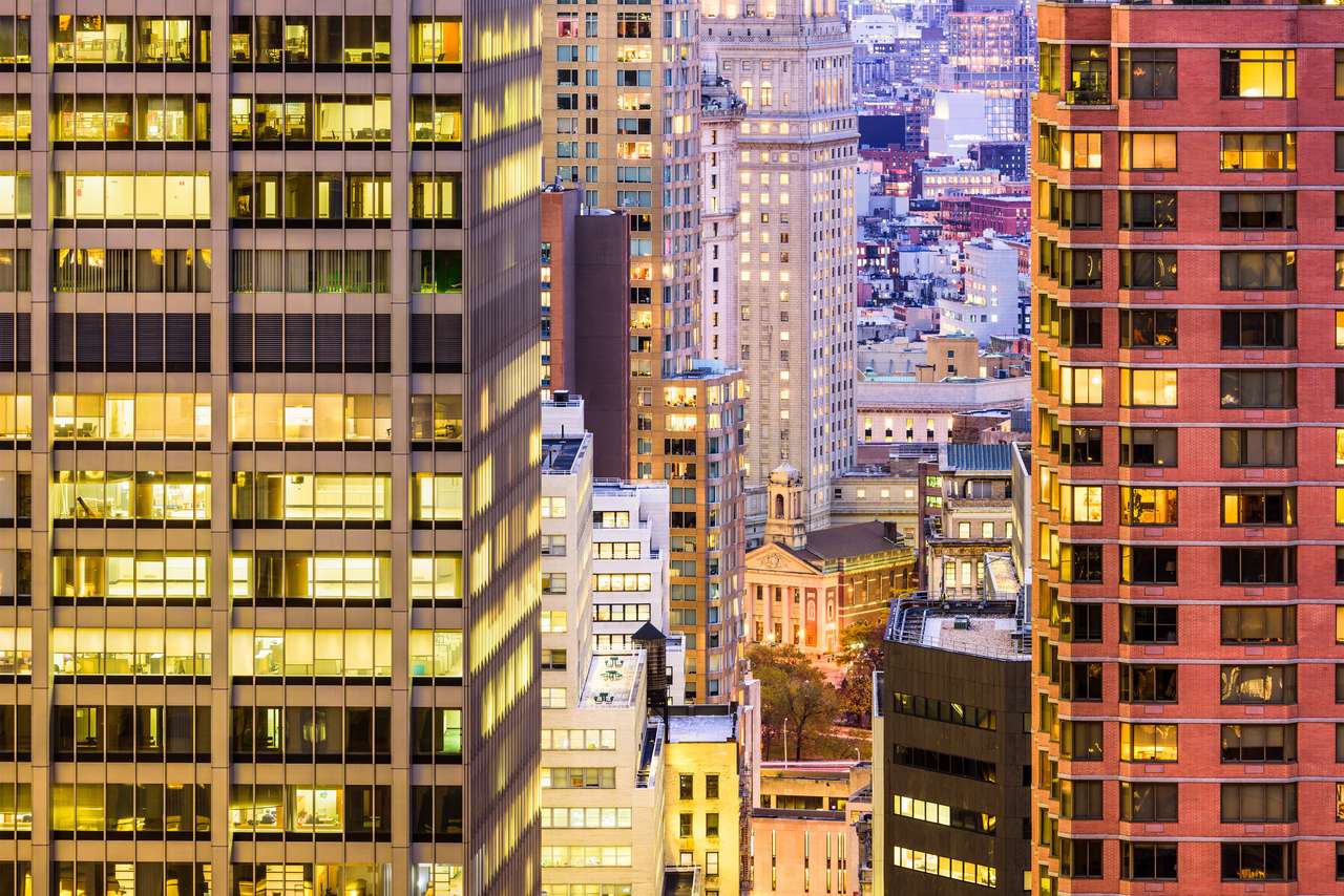 Financiële districtsgebouwen van New York City. legpuzzel online