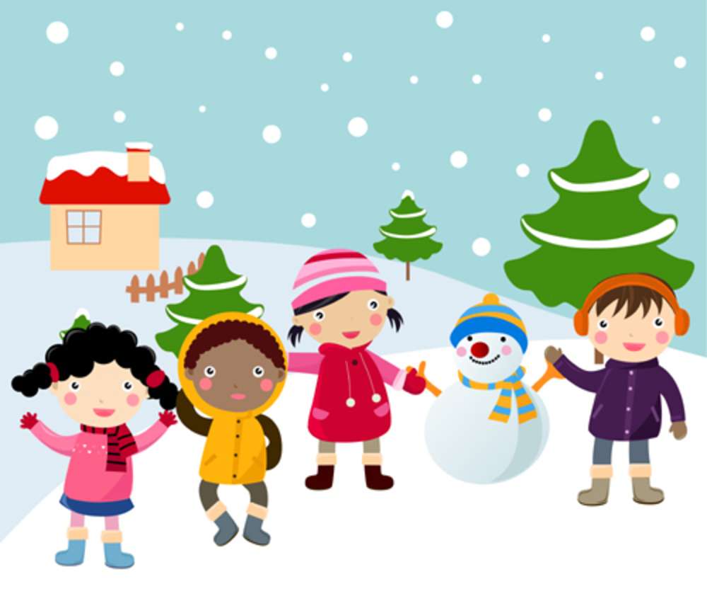 Barnen gjorde en snögubbe Pussel online
