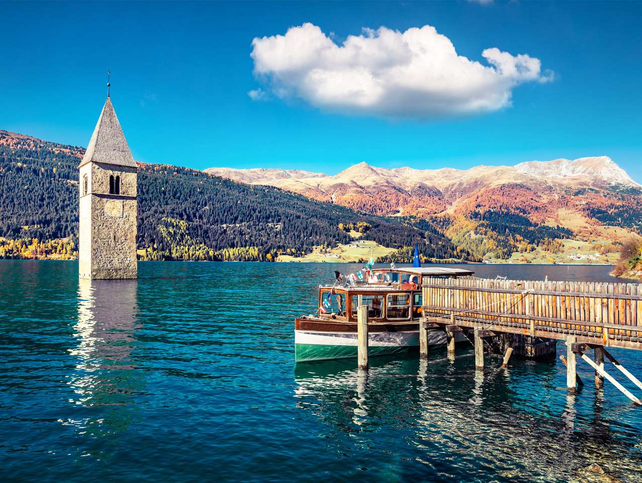Biserica scufundata in lacul Resia jigsaw puzzle online